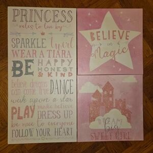 Pink Princess Wall Art Set
